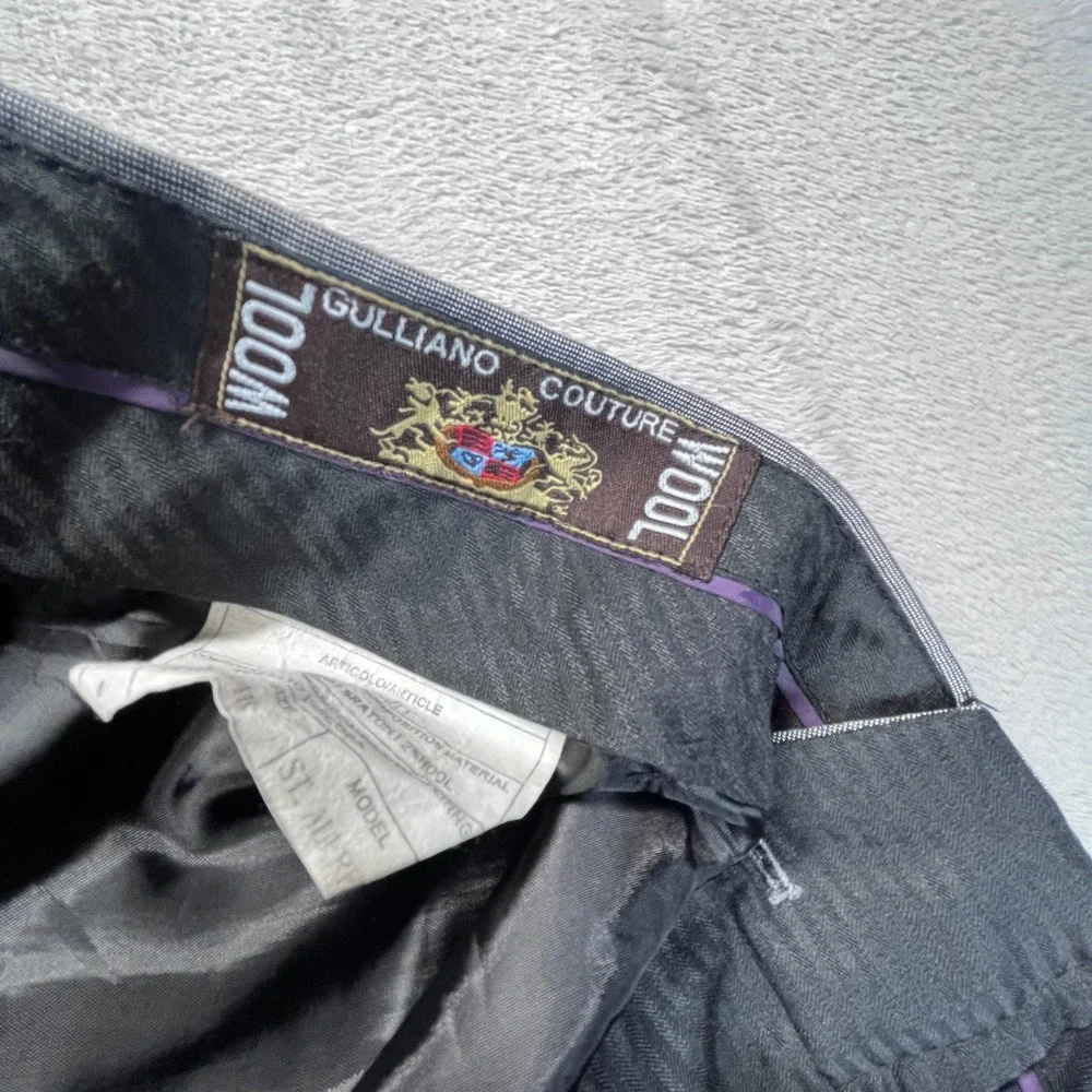 Gulliano Couture Dress Pants Mens 40R Gray Straight Leg Formal Business Office